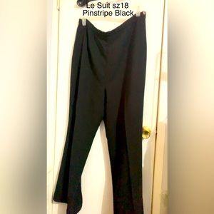 Black pinstripe pants.